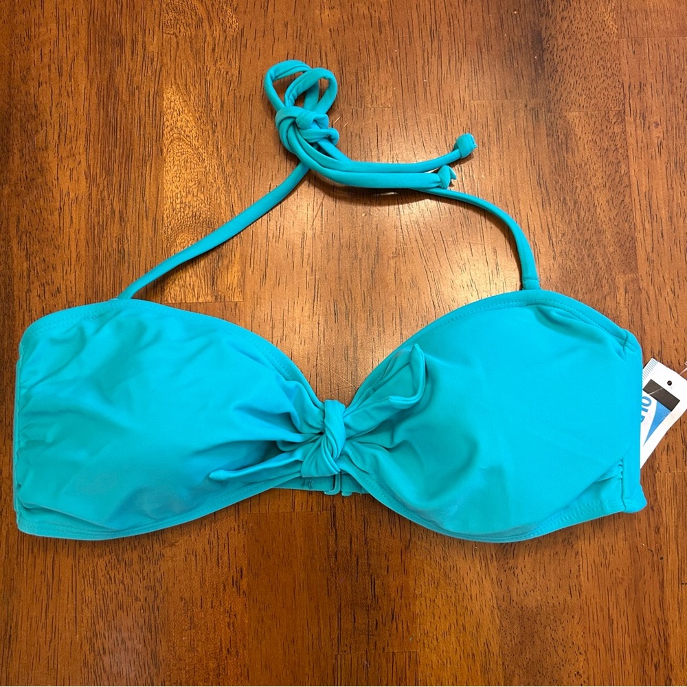 Turquoise Convertible Bandeau Bikini Swim Top NWT Removable Straps Womens Medium